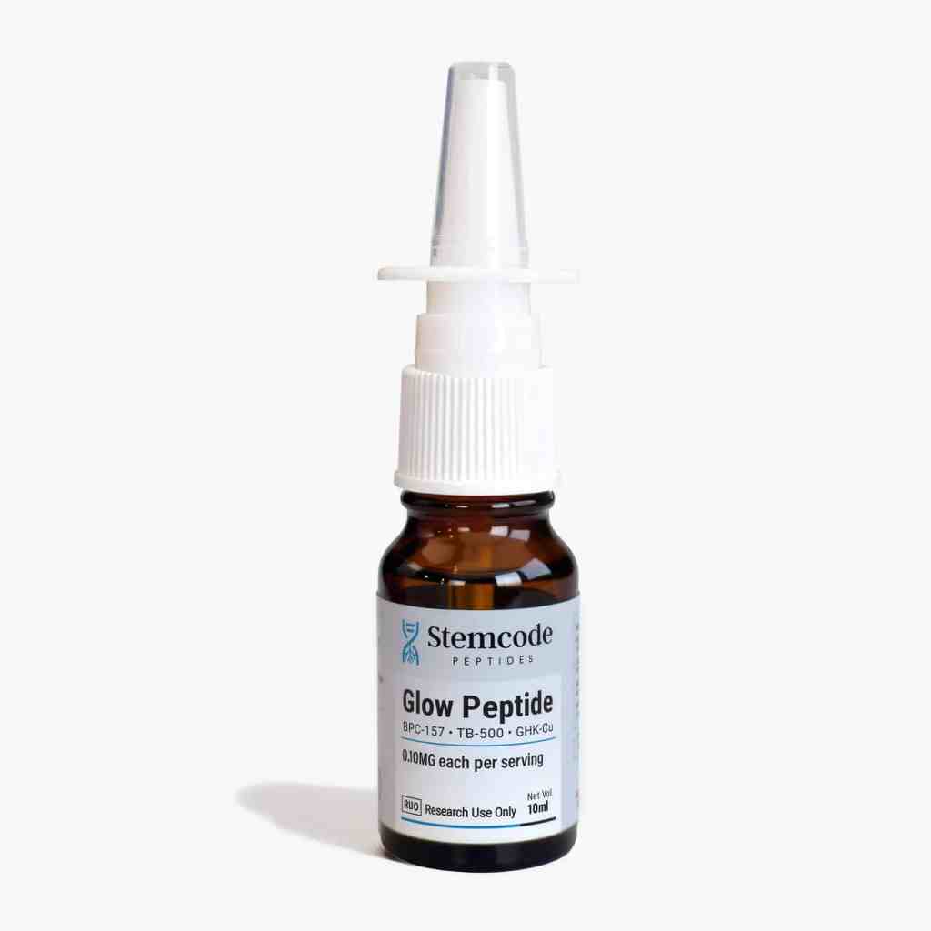 glow peptide bpc-157, tb-500 and ghk cu combined mockup bottle nasal spray for sale